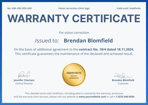 Simple and framed warranty certificate template landscape