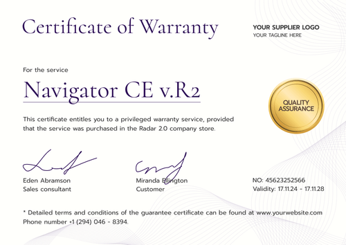 Professional and polished warranty certificate template landscape