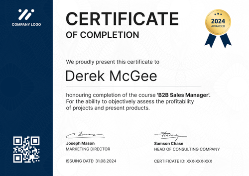 Professional and polished completion certificate template landscape