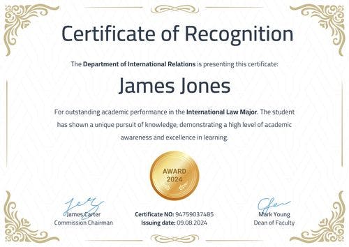 Golden and professional academic certificate template landscape