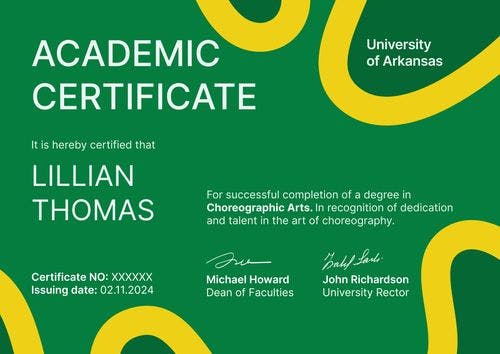 Artistic and professional academic certificate template landscape