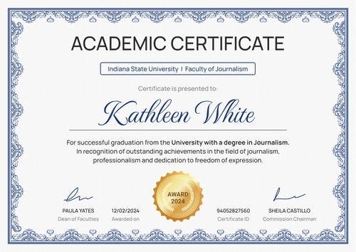 Elegant and professional academic certificate template landscape