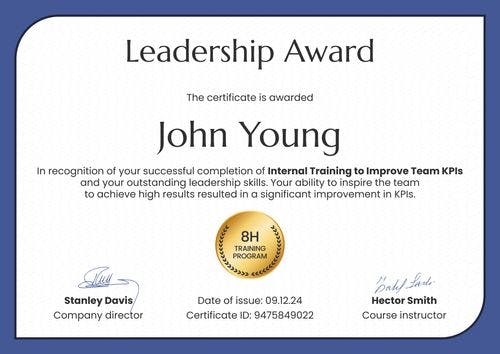 Universal and professional leadership certificate template landscape