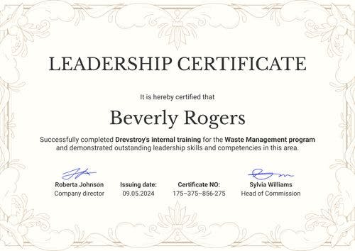 Conventional and professional leadership certificate template landscape