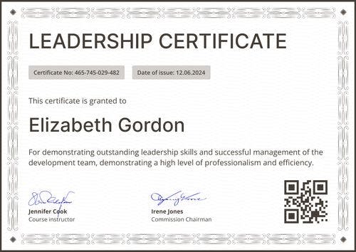 Verifiable and professional leadership certificate template landscape