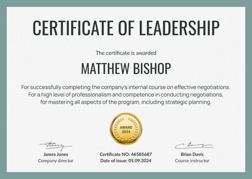 Simple and professional leadership certificate template landscape