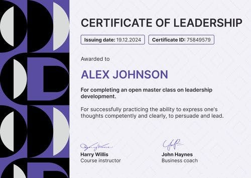 Geometrical and professional leadership certificate template landscape