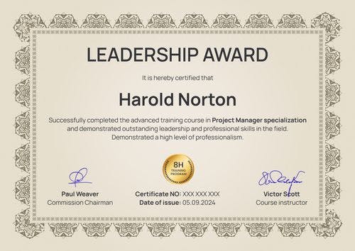 Exceptional and professional leadership certificate template landscape