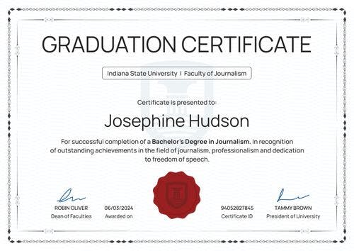 Simple professional graduation certificate template landscape