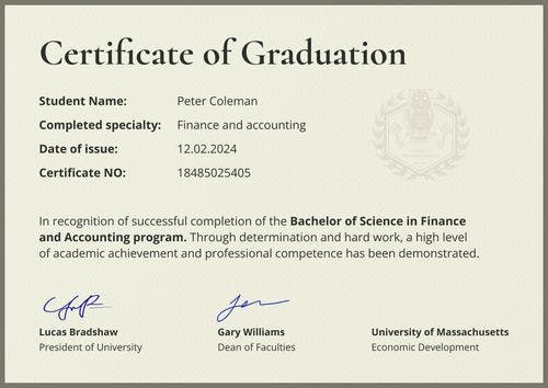 Formal professional graduation certificate template landscape