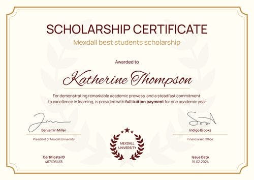 Refined and professional scholarship certificate template landscape