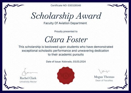 Exquisite and formal scholarship certificate template landscape