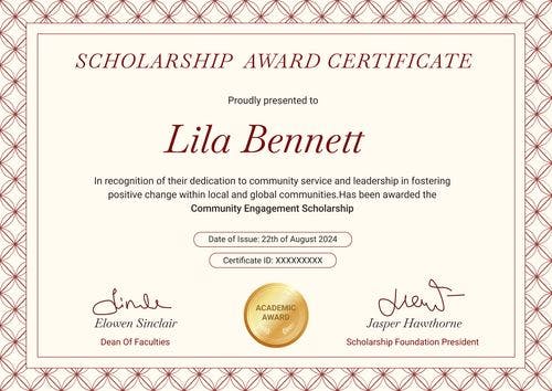 Decorative and professional scholarship certificate template landscape