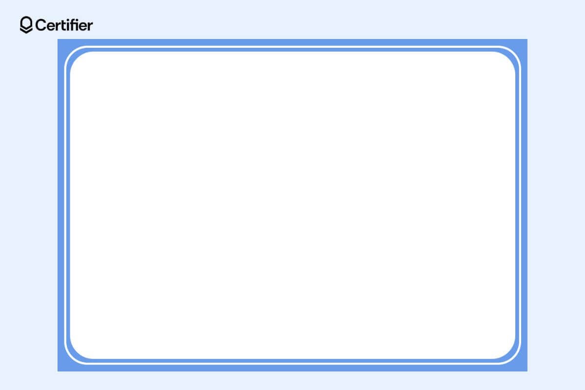Horizontally certificate with a simple blue certificate border, ideal for academic or professional use.