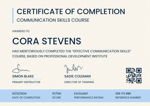 Refined and modern course certificate template landscape