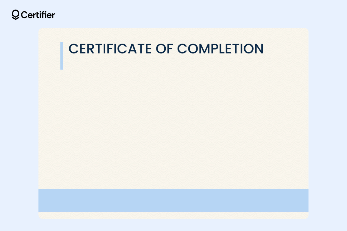 Background for certificate of appreciation with a blue bar at the bottom and a subtle wave pattern on beige.