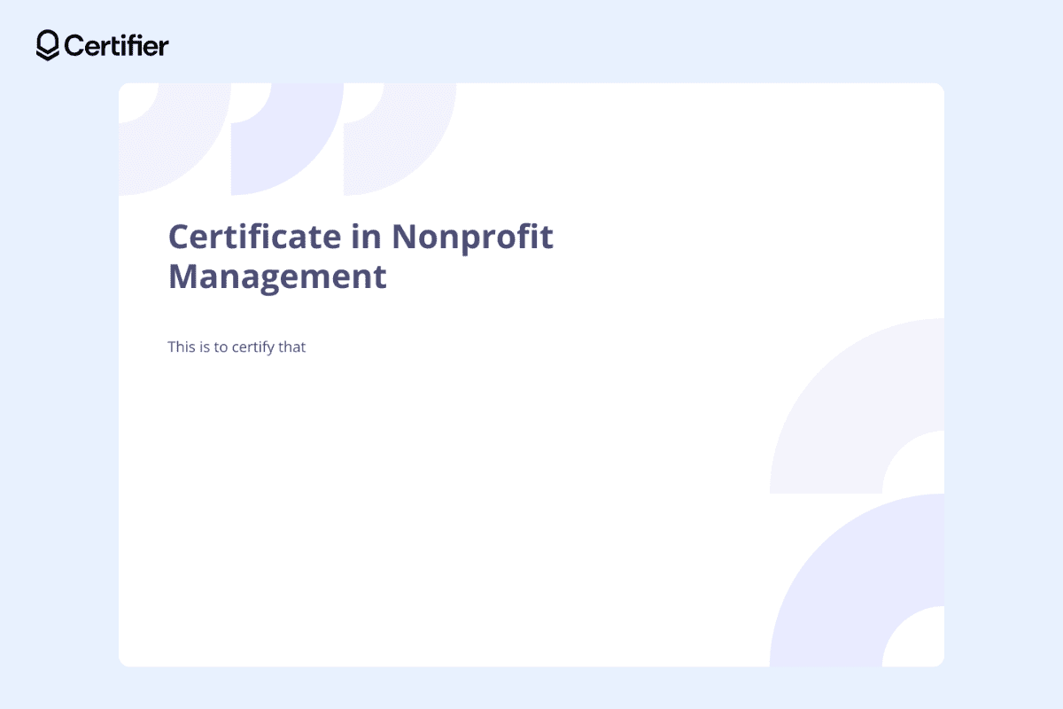 Blank certificate background design editable with white background and light blue abstract shapes in the corners.