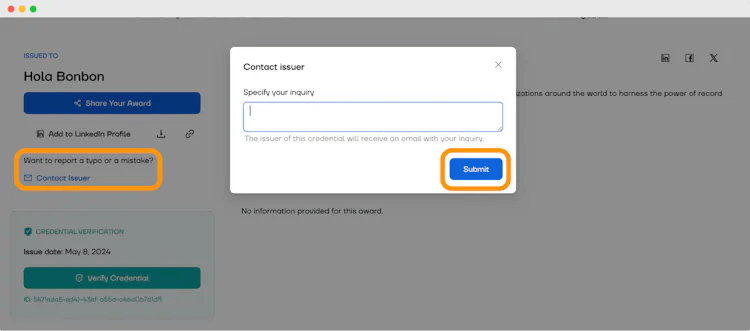 A reporting option using a digital wallet in Certifier.