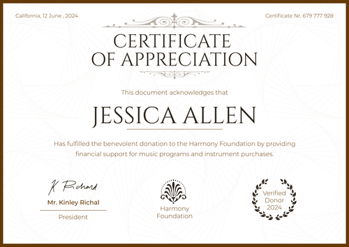 Simple and professional donation certificate template landscape