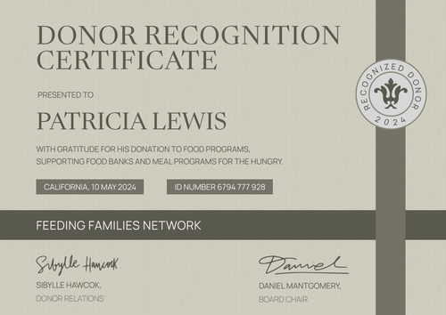 Structured and professional donation certificate template landscape