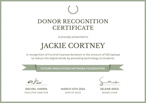 Editable and formal donation certificate template landscape