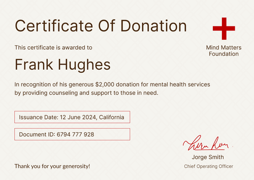 Pragmatic and formal donation certificate template landscape