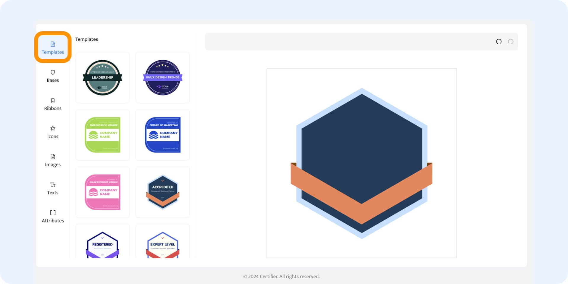 Choosing bases to create badge design.