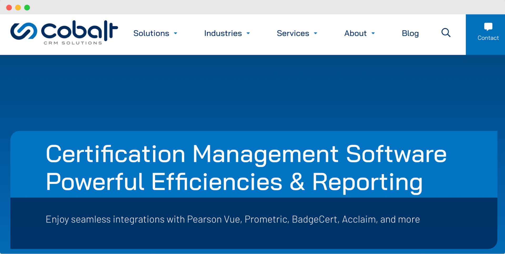 Cobalt certification software homepage.