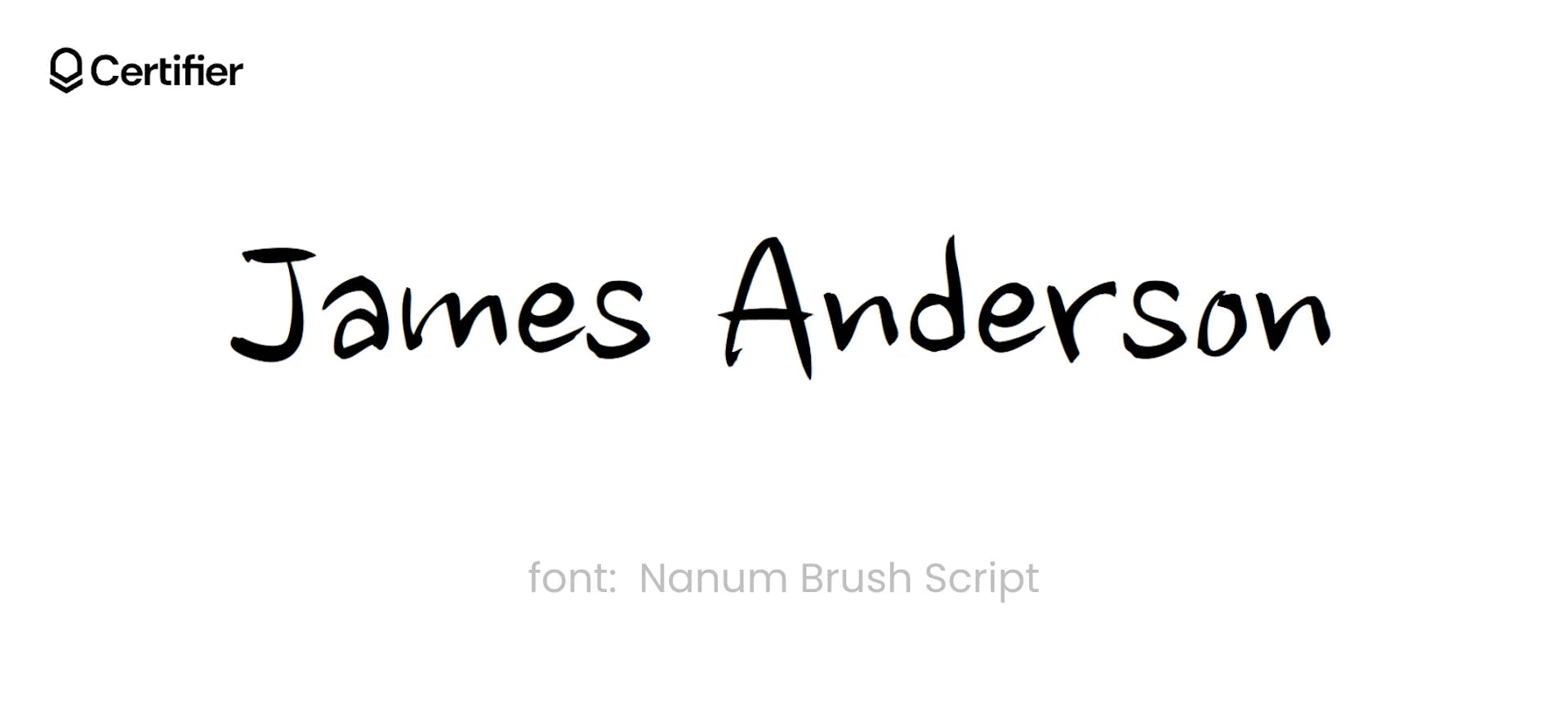 The font called Nanum Brush Script presented on a white background