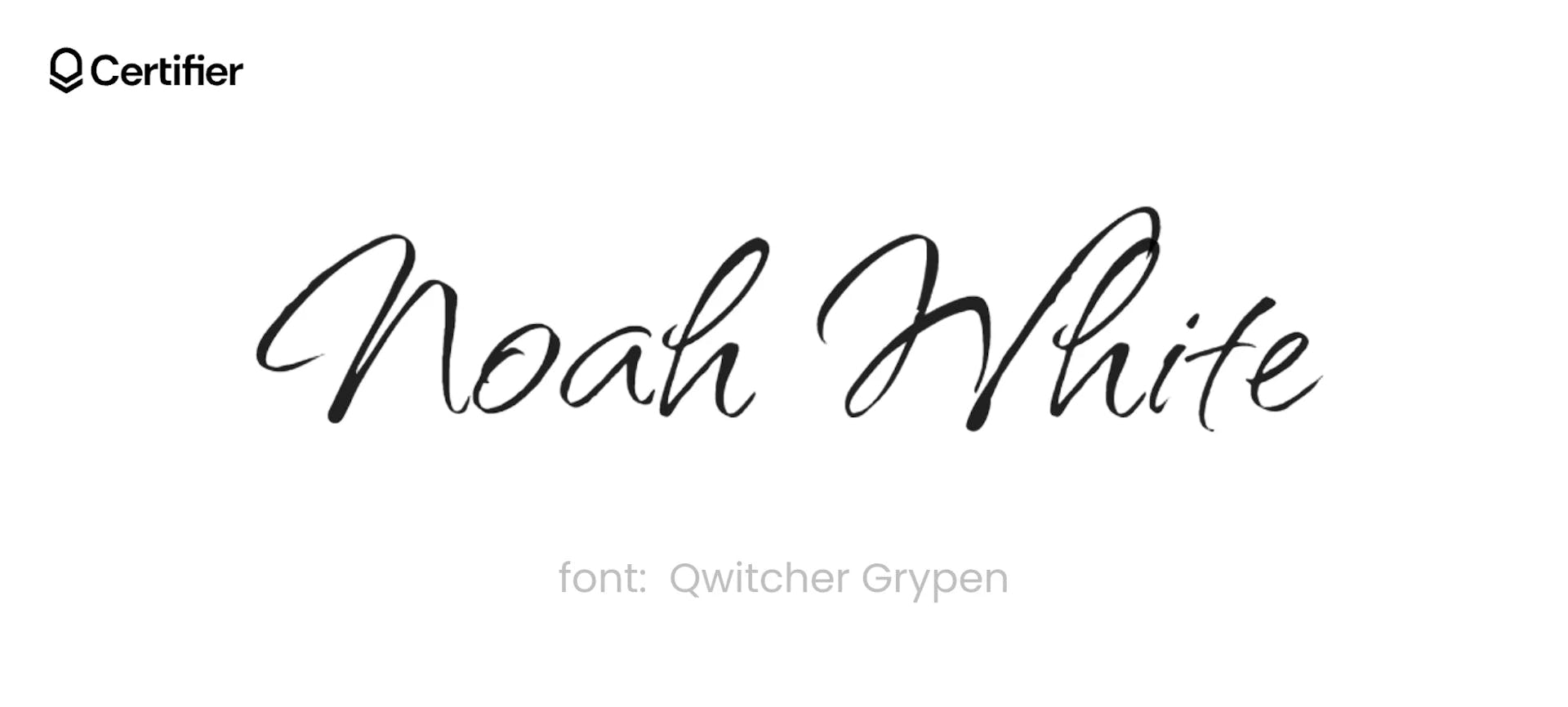 A realistic handwriting font called Qwitcher Grypen presented on a white background