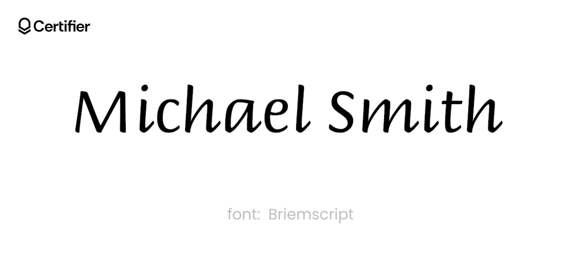 A professional script font for clean signatures called BriemScript presented on a white background