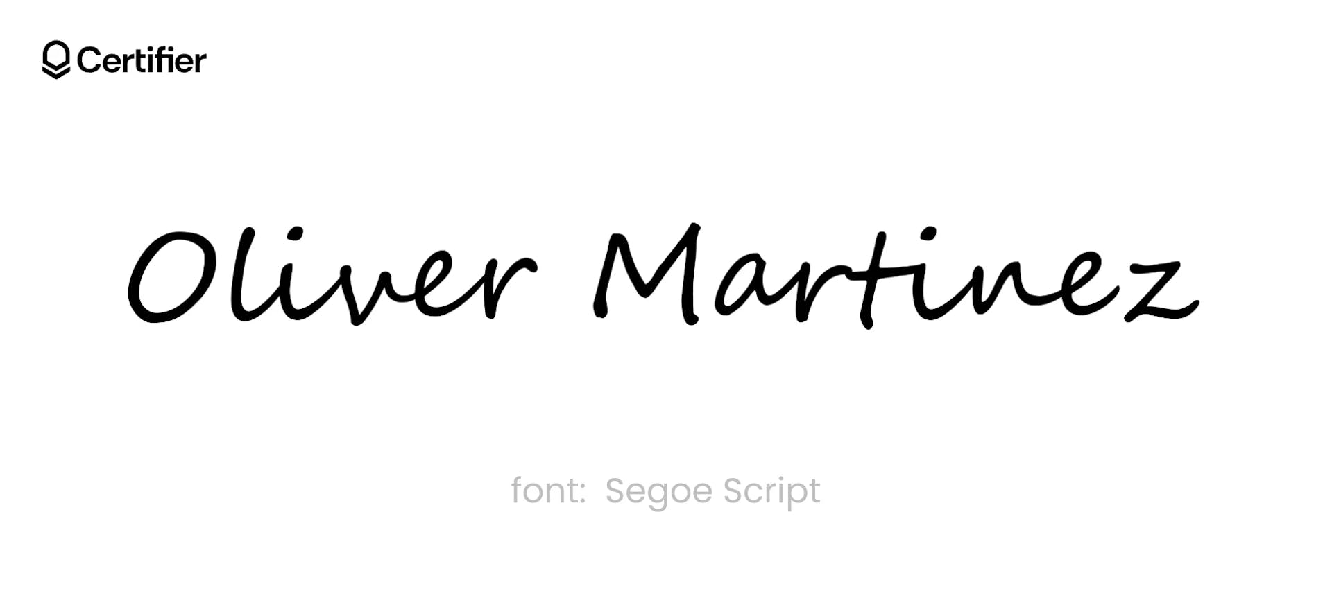 The Segoe Script font for signature in Word presented on a white background