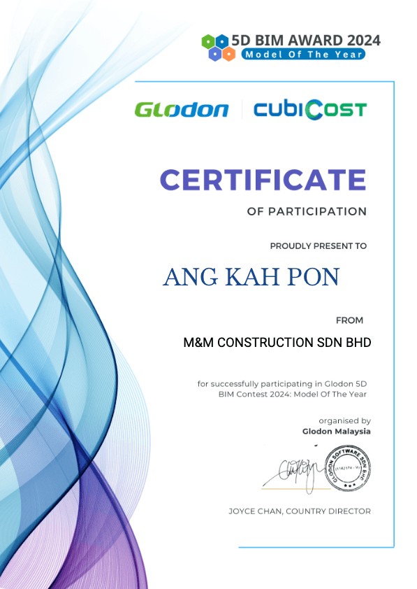 Glodon | Cubicost – Certificate of Participation