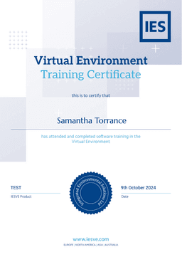 IES – Virtual Environment Trining Certificate