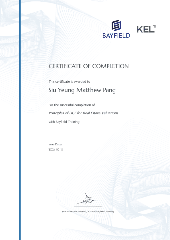 Bayfield – Certificate of Completion