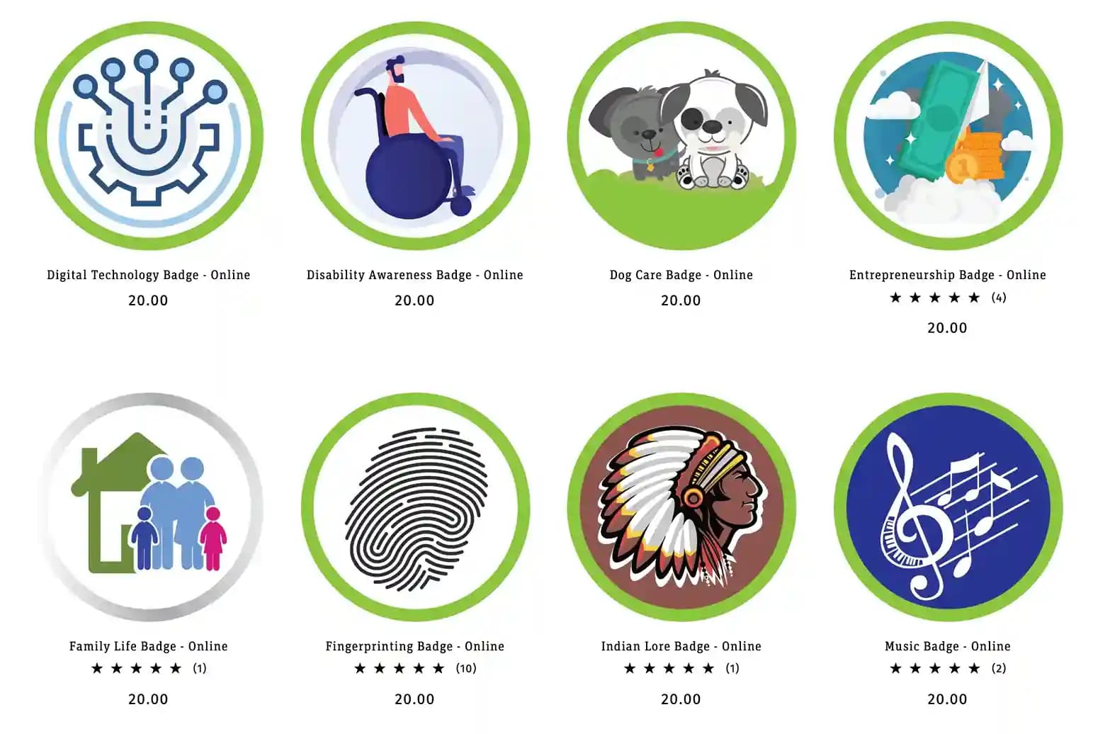 A set of virtual badges for events, recognizing skills in technology, music and leadership.