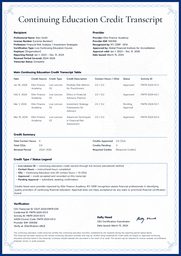 Professional blue CEU transcript[a] template