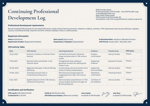 Formal accreditation CPD log template