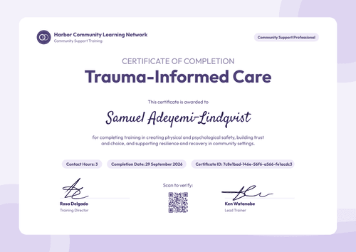 Community Trauma-Informed Care Certificate