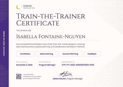 Facilitator Train-the-Trainer Certificate