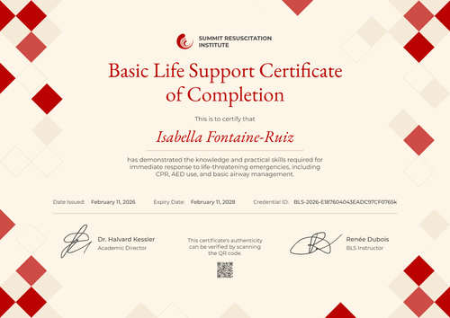 Basic Life Support Certificate of Completion