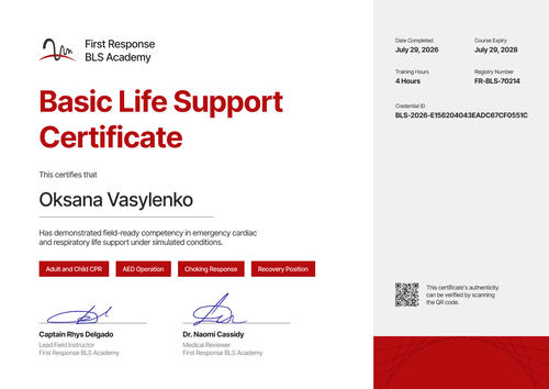 First Responder BLS Certificate