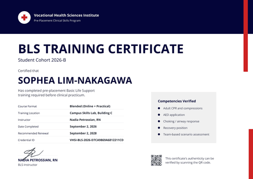 Student BLS Training Certificate