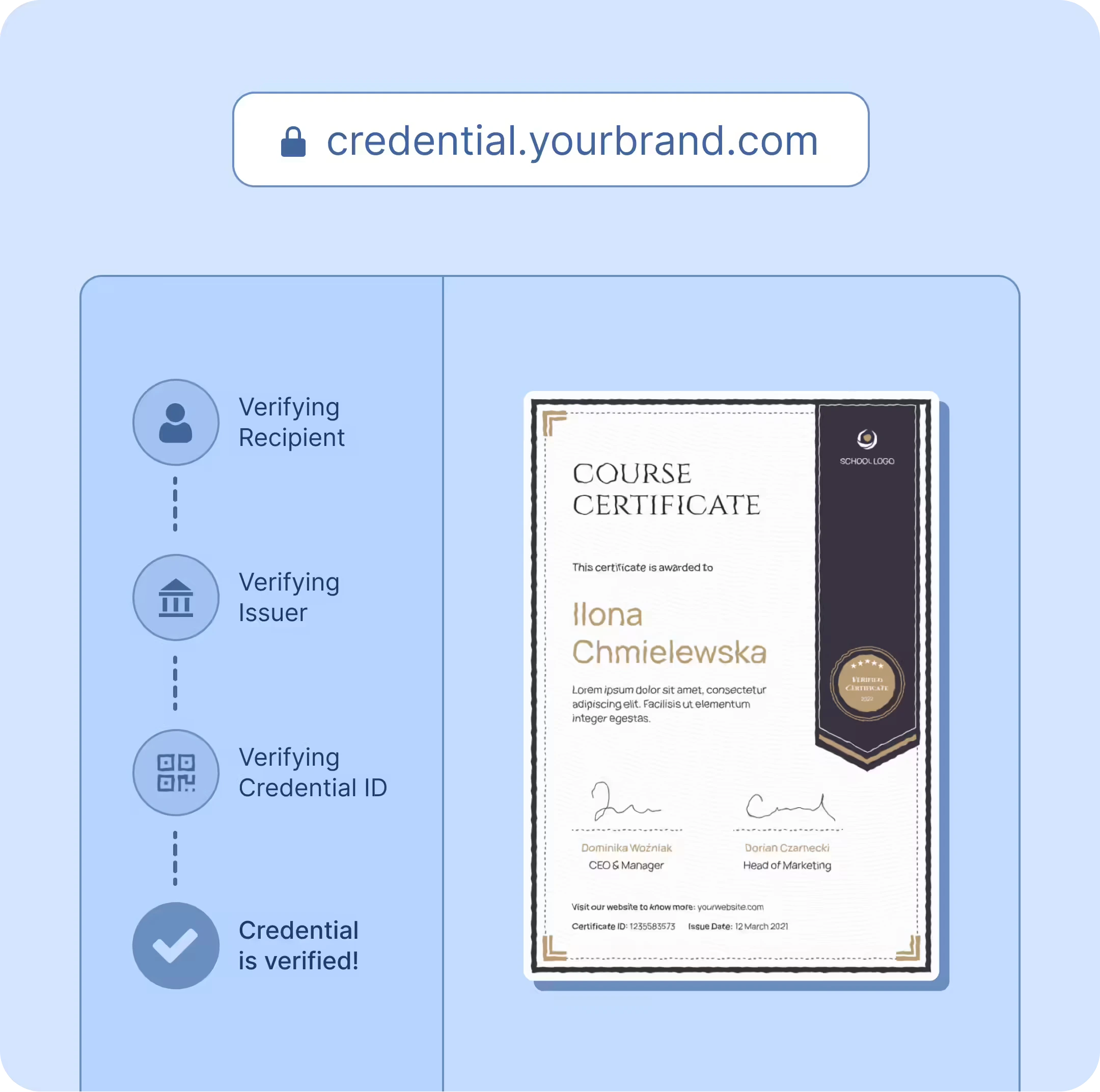 Securely store your certificates & badges in one place & prevent fraud