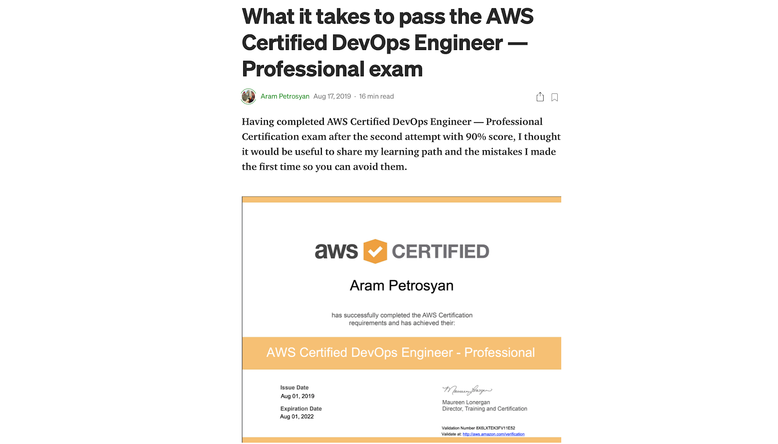 AWS DevOps Engineer certification