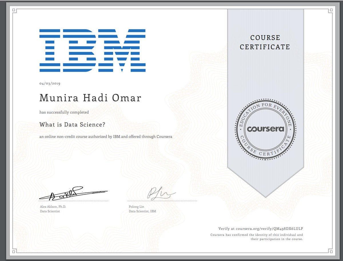 IBM Course certificate