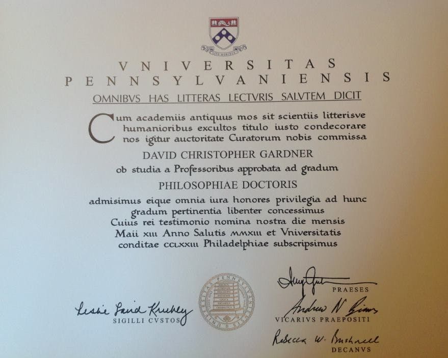 Pennsylvania University Diploma Certificate