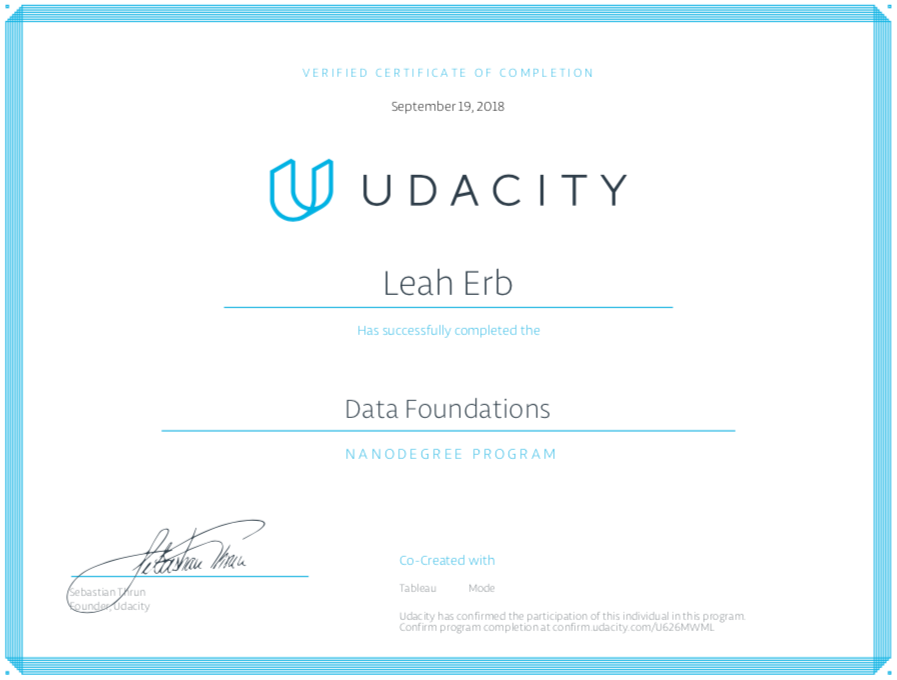 Udacity certificate
