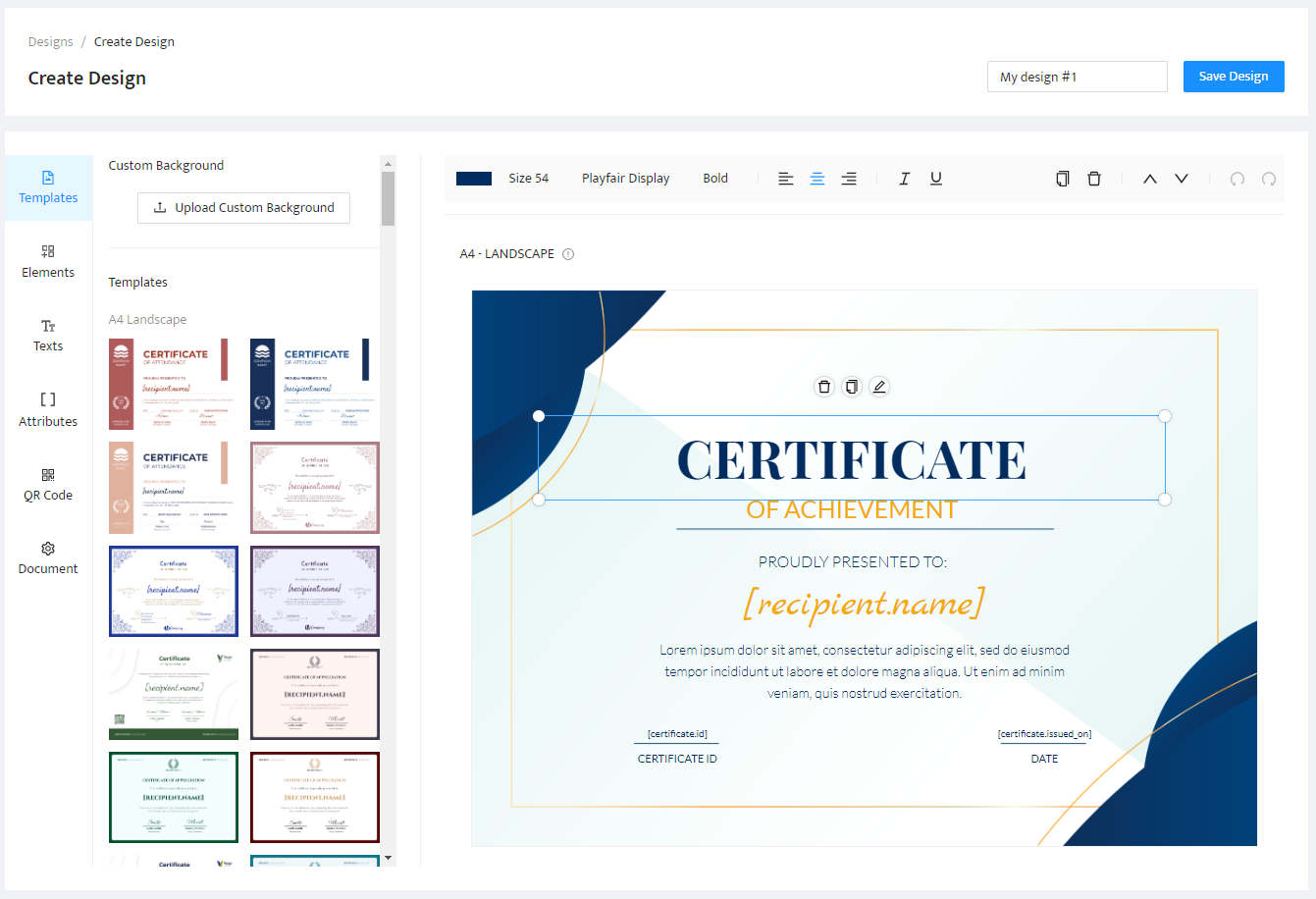 Certifier templates, alternative to Google Slides.