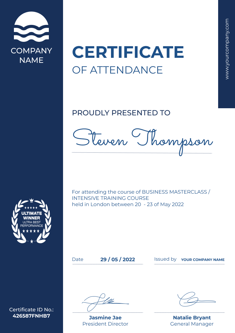 Simple and modest course certificate template Simple and modest course certificate template